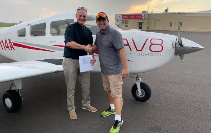 AV8 Questions, Nick Zak, Nick congratulating pilot on certification